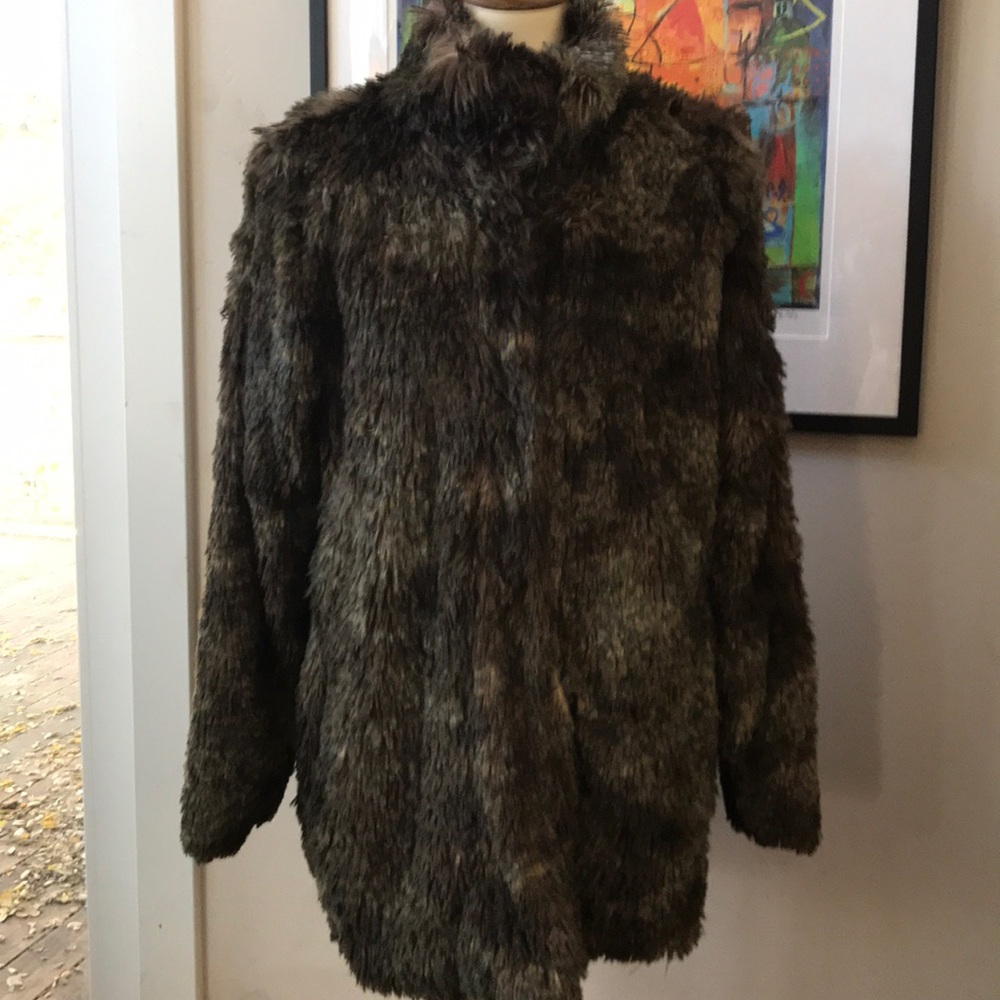 Paz Torras Faux Fur multi-color jacket w/pockets NWT